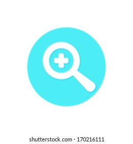 Vector magnifier icon with plus sign. Zoom in icon
