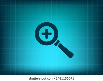 Vector magnifier icon with plus sign