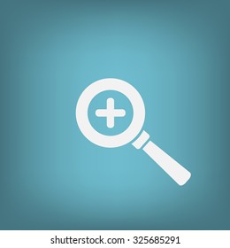 Vector magnifier icon with plus sign