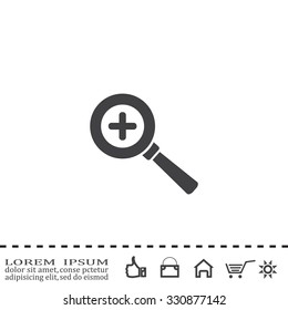 Vector magnifier icon with plus sign