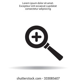Vector magnifier icon with plus sign