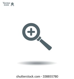 Vector magnifier icon with plus sign