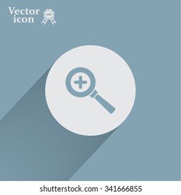 Vector magnifier icon with plus sign