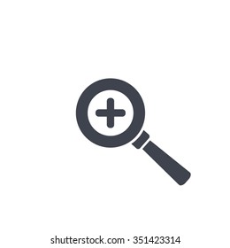 Vector magnifier icon with plus sign