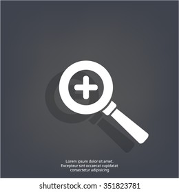Vector magnifier icon with plus sign