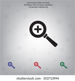 Vector magnifier icon with plus sign