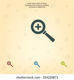 Vector magnifier icon with plus sign
