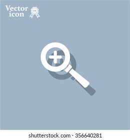 Vector magnifier icon with plus sign