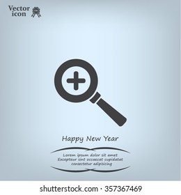 Vector magnifier icon with plus sign