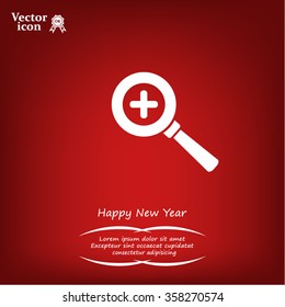 Vector magnifier icon with plus sign
