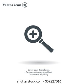 Vector magnifier icon with plus sign