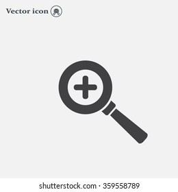 Vector magnifier icon with plus sign