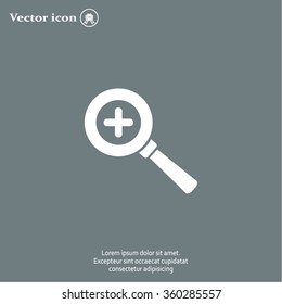 Vector magnifier icon with plus sign