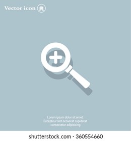 Vector magnifier icon with plus sign