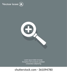 Vector magnifier icon with plus sign