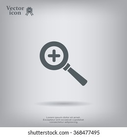 Vector magnifier icon with plus sign