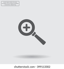 Vector magnifier icon with plus sign