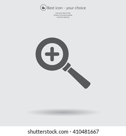 Vector magnifier icon with plus sign