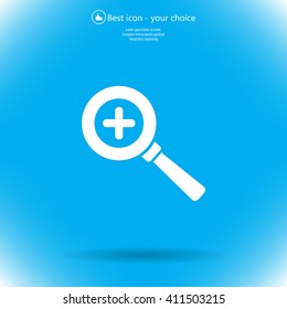 Vector magnifier icon with plus sign