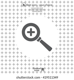 Vector magnifier icon with plus sign