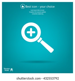 Vector magnifier icon with plus sign