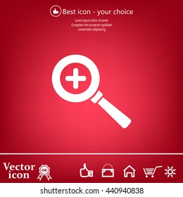 Vector magnifier icon with plus sign