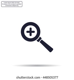 Vector magnifier icon with plus sign