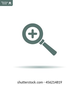 Vector magnifier icon with plus sign