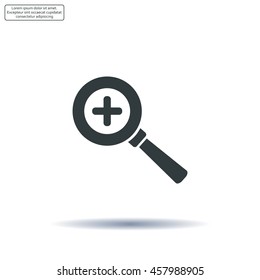 Vector magnifier icon with plus sign