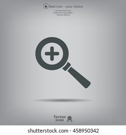 Vector magnifier icon with plus sign