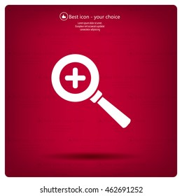 Vector magnifier icon with plus sign