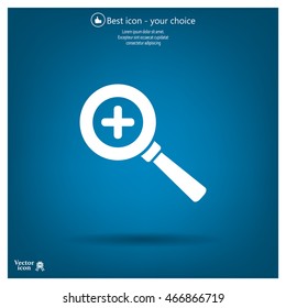 Vector magnifier icon with plus sign