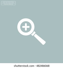 Vector magnifier icon with plus sign