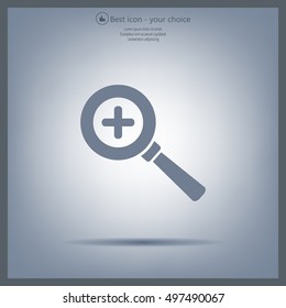 Vector magnifier icon with plus sign