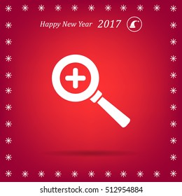 Vector magnifier icon with plus sign