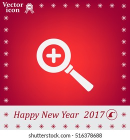 Vector magnifier icon with plus sign