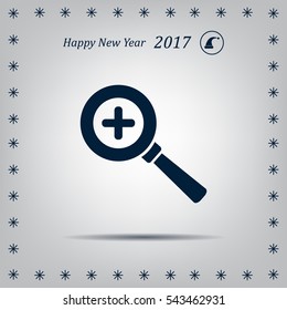 Vector magnifier icon with plus sign
