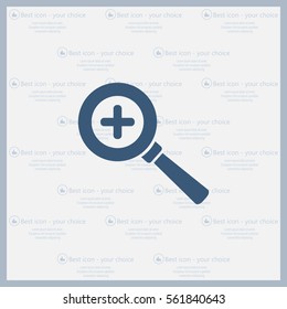 Vector magnifier icon with plus sign