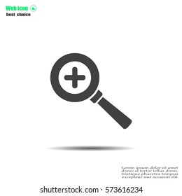 Vector magnifier icon with plus sign