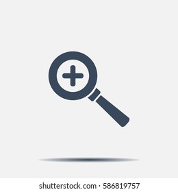 Vector magnifier icon with plus sign