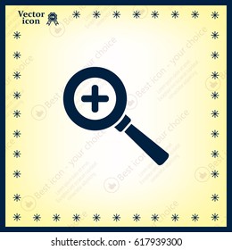 Vector magnifier icon with plus sign