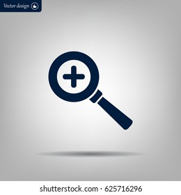 Vector magnifier icon with plus sign