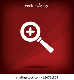 Vector magnifier icon with plus sign