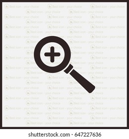 Vector magnifier icon with plus sign