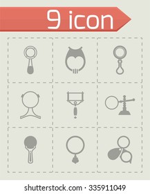 Vector magnifier icon set on grey background