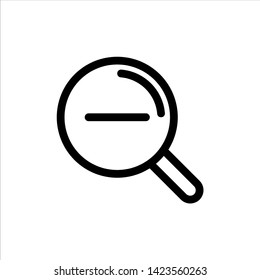 Vector magnifiy glass outline web icon. zoom out black symbol with flat line style icon for web site design, logo, app, UI isolated on white background