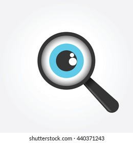 Vector magnifying glass. Analysis icon.