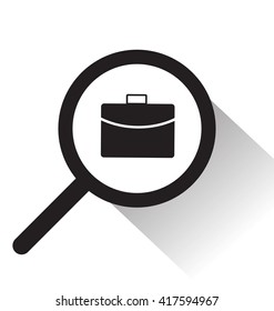vector magnifying glass with bag icon on white background