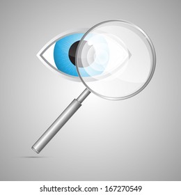 Vector Magnifying Glass and Blue Eye