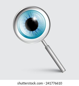 Vector Magnifying Glass with Blue Eye